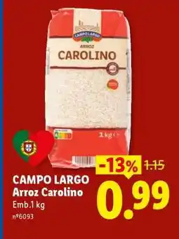 Lidl CAMPO LARGO Arroz Carolino promoção