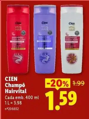 Lidl CIEN Champô Hairvital promoção