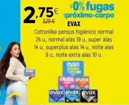 Coviran EVAX Cottonlike pensos higiénico normal 24 u., normal alas 19 u., super alas 14 u. promoção
