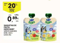 Continente Saquetas de fruta hero baby varios sabores promoção
