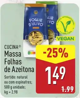 ALDI CUCINA Massa Folhas de Azeitona promoção