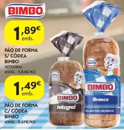 Spar Pão de forma s/ códdea bimbo integral promoção
