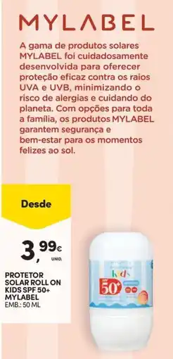 Continente Bom dia protetor solar roll on kids spf 50+ mylabel promoção