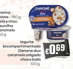 Bolama iogurte bicompartmentado Danone duo caramelo salgado choco balls promoção