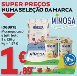 E.Leclerc Iogurte mimosa morango, coco e tutti frutti promoção