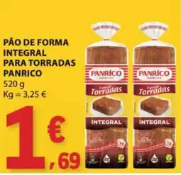 E.Leclerc Pão de forma integral para torradas panrico promoção