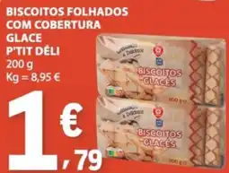 E.Leclerc Biscoitos folhados com cobertura glace p'tit déli promoção
