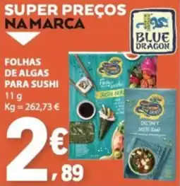 E.Leclerc folhas de algas para sushi blue dragon promoção