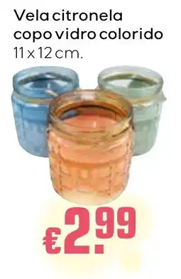 Bolama Vela citronela copo vidro colorido promoção