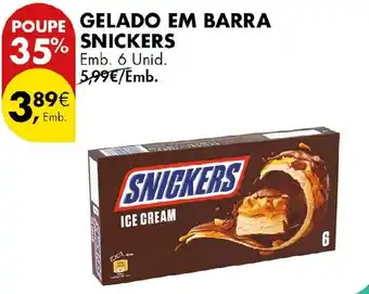 Pingo Doce gelado em barra snickers promoção
