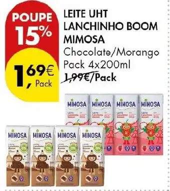 Pingo Doce Leite uht lanchinho boom mimosa chocolate/morango promoção