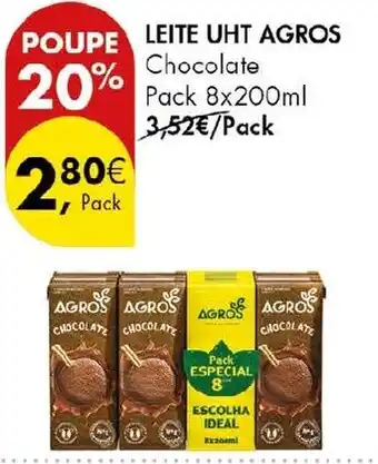 Pingo Doce Leite uht agros chocolate promoção