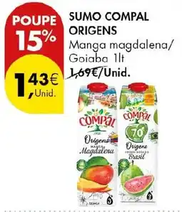 Pingo Doce Sumo compal origens manga magdalena/goiaba promoção