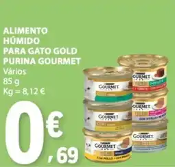 E.Leclerc alimento húmido para gato gold purina gourmet promoção