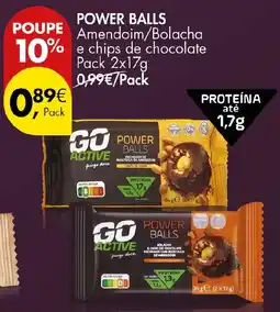 Pingo Doce Go active power balls amendoim/bolacha e chips de chocolate promoção