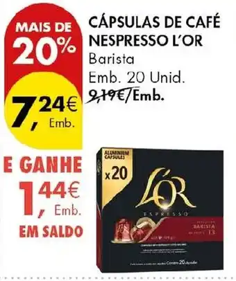 Pingo Doce cápsulas de café nespresso l'or barista promoção