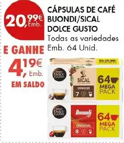 Pingo Doce cápsulas de café buondi/sical dolce gusto promoção