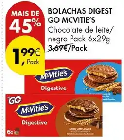 Pingo Doce Bolachas digest go mcvitie's chocolate de leite/negro promoção