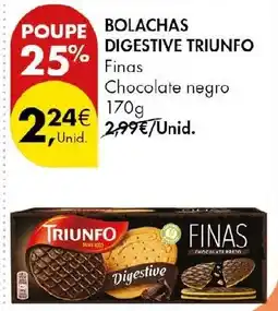 Pingo Doce Bolachas digestive triunfo finas chocolate negro promoção
