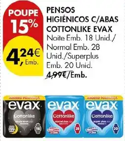 Pingo Doce Pensos higiénicos c/abas cottonlike evax promoção