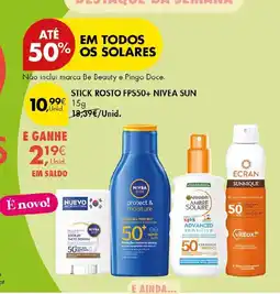 Pingo Doce stick rosto fps50+ nivea sun promoção