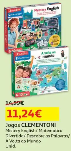 Auchan Jogos clementoni mystery english/ matemática divertida/ descobre as palavras/ a volta ao mundo unid. promoção