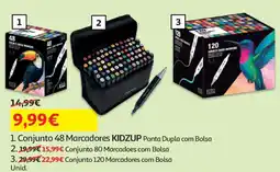 Auchan Conjunto 48 Marcadores KIDZUP Ponta Dupla com Bolsa promoção