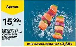 Continente espetada de salmão e atum continente promoção