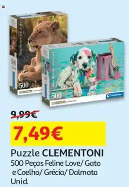 Auchan Puzzle clementoni 500 peças feline love/ gato e coelho/ grécia/ dalmata unid. promoção