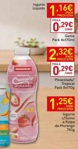 Recheio Amanhecer iogurte cremoso morango promoção
