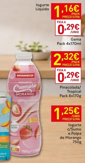 Recheio Amanhecer iogurte cremoso morango promoção