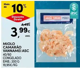 Continente miolo camarão vannamei asc promoção