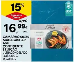 Continente camarão 60/80 madagascar asc continente seleção promoção