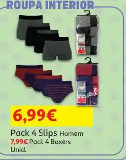Auchan roupa interior pack 4 slips homem promoção