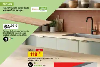 Tampo de bancada laminado imitação madeira Faia Delinia Eleki