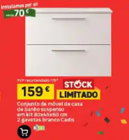 Leroy Merlin Conjunto de móvel de casa de banho suspenso 2 gavetas branco Cadis promoção