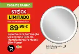 Leroy Merlin Espelho com iluminação led redondo D80 cm Manufacturas Portacell Slim Planet promoção
