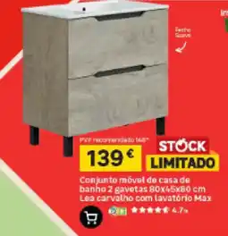 Leroy Merlin Conjunto móvel de casa de banho 2 gavetas lea carvalho com lavatório max promoção
