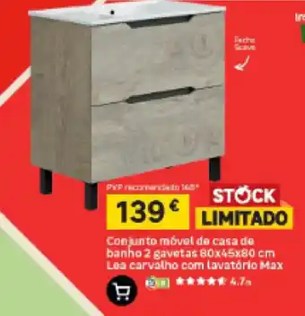 Leroy Merlin Conjunto móvel de casa de banho 2 gavetas lea carvalho com lavatório max promoção
