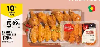 Continente Asinhas picantes de frango lusíaves embaladas promoção
