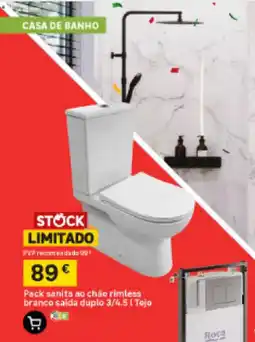Leroy Merlin Pack sanita ao chão rimless branco saída duplo 3/4.5 | Tejo promoção