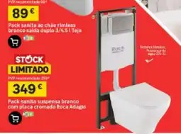Leroy Merlin Pack sanita ao chão rimless branca saída duplo 3/4.5 l tejo promoção