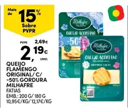 Continente Queijo flamengo original c/ -50% gordura milhafre fatias promoção