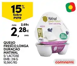 Continente Queijo fresco longa duração matinal s/ lactose promoção