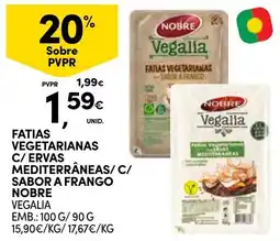 Continente fatias vegetarianas c/ ervas mediterrâneas c/ sabor a frango vegalia promoção