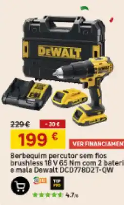 Leroy Merlin berbequim percuter sem fios brushless 18 v 65 nm com 2 bateri e mala dewalt dcd778d2t-qw promoção