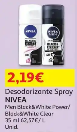 Auchan Desodorizante Spray NIVEA Men Black&White Power/Black&White Clear promoção