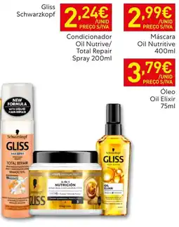 Recheio Gliss Schwarzkopf Condicionador Oil Nutrive/Total Repair Spray promoção