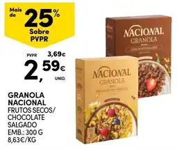 Continente granola nacional frutos secos/ chocolate salgado promoção