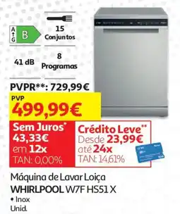 Auchan Máquina de lavar loiça whirlpool w7f hs51 x promoção